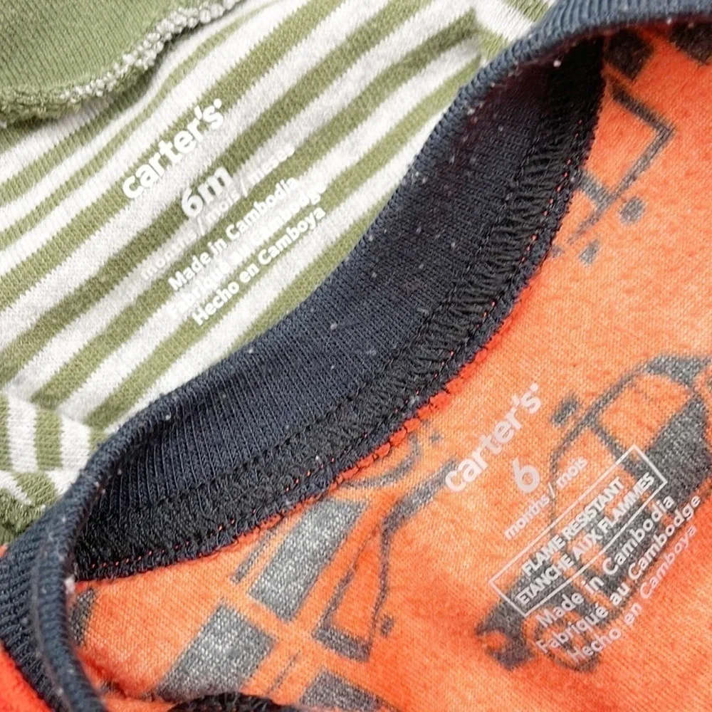 Carter's transportation zip up fleece footie + Carter's tiger snap up footie